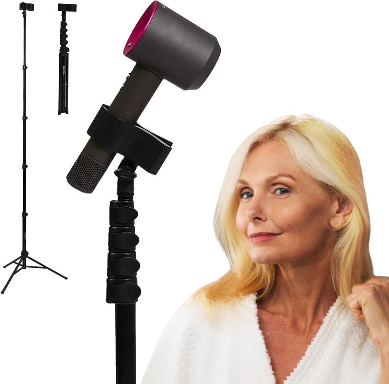 RELMITALL Hair Dryer Stand – Heavy Duty 26-74 Inch Adjustable Blow Dryer Holder with Non-Slip Tripod and Universal Clip – Hands Free for Frozen Shoulder, Arthritis, and Wrist Pain Relief - Image 1